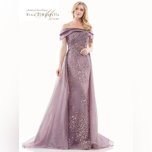Victorian Lilac Rina di Montella Long Formal Off Shoulder Gown